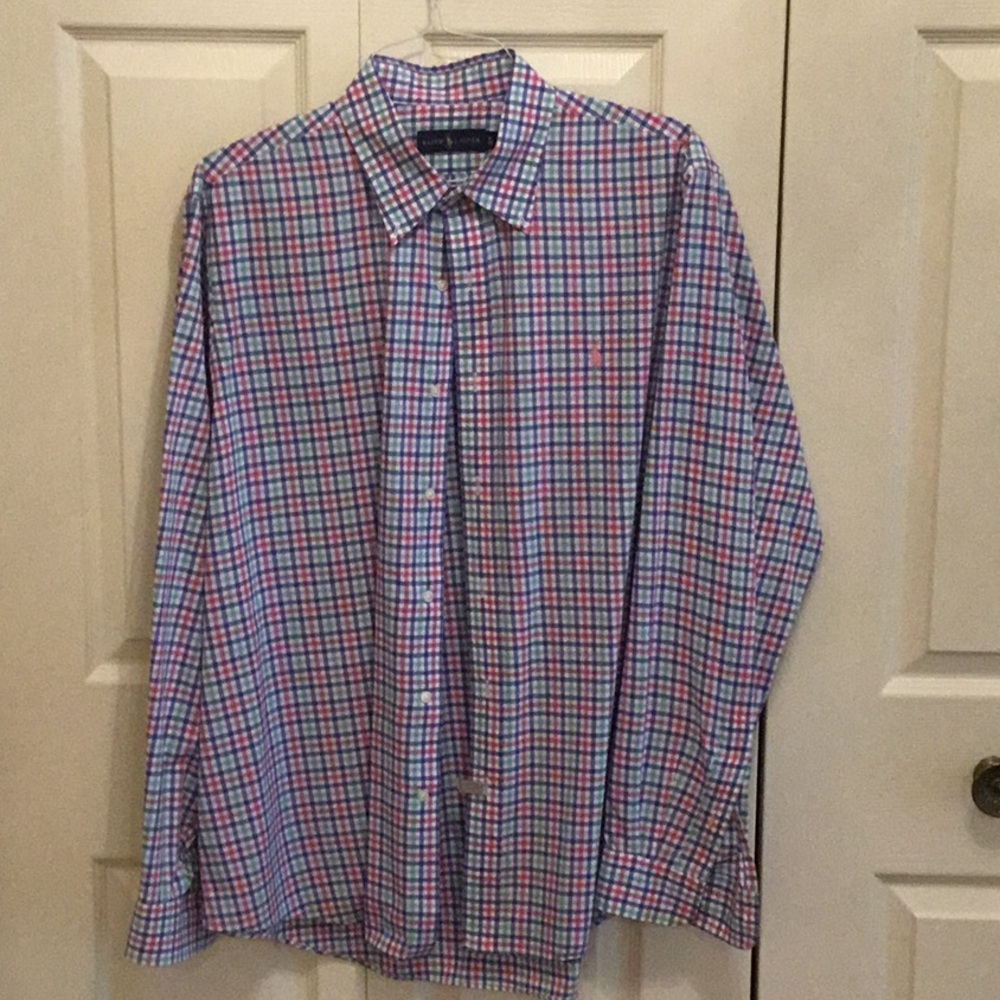 *EUC* Ralph Lauren multi color plaid button down. Size XL.